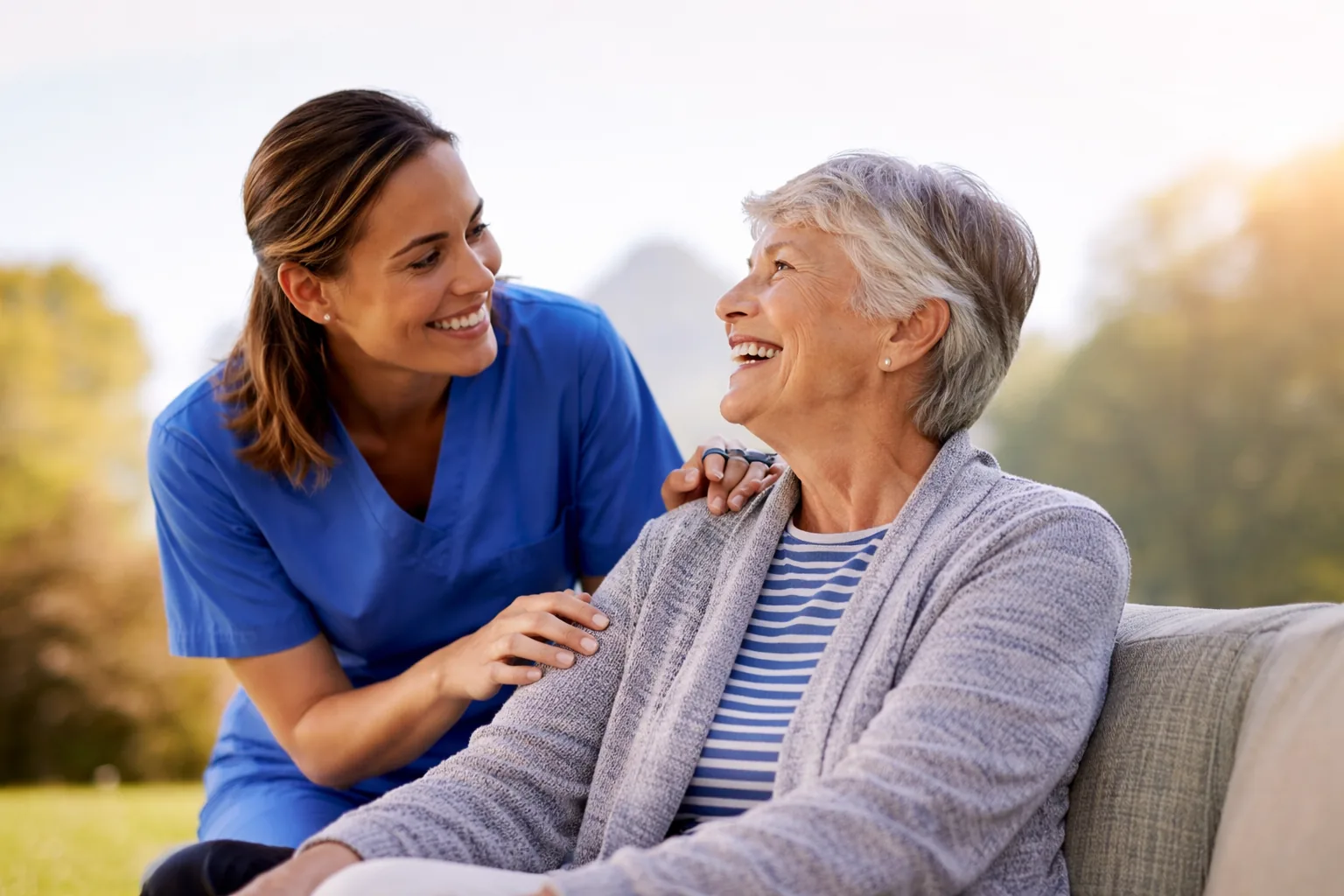 Compassionate home healthcare in Stafford, VA — caregiver supporting a senior client
